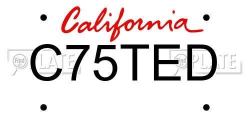 C75TED California License Plate