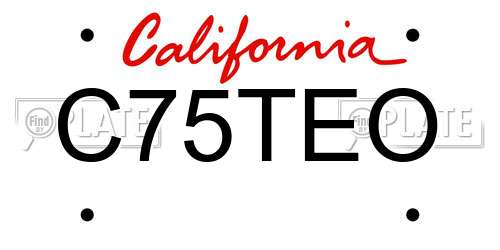 C75TEO California License Plate