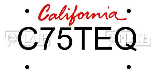 C75TEQ California License Plate