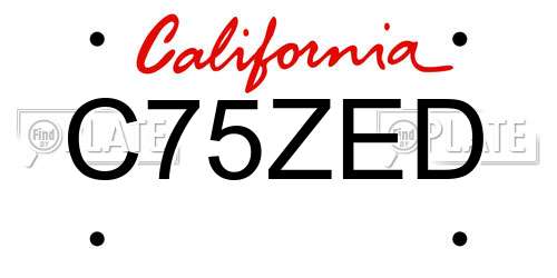 C75ZED California License Plate