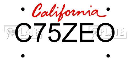 C75ZEO California License Plate
