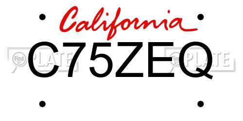 C75ZEQ California License Plate