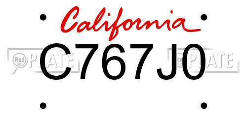 C767J0 California License Plate