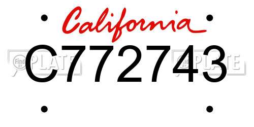 C772743 California License Plate