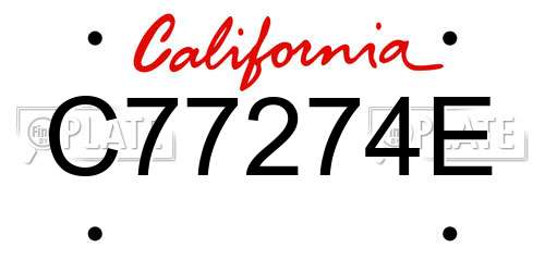 C77274E California License Plate