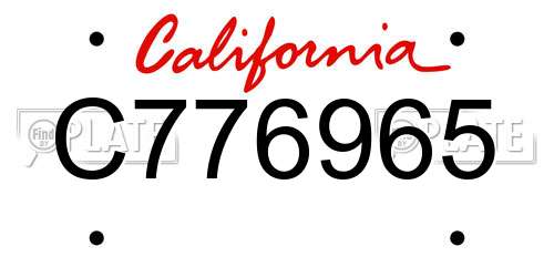 C776965 California License Plate