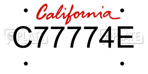 C77774E California License Plate