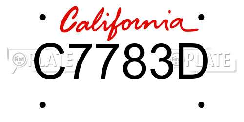C7783D California License Plate