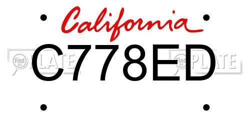 C778ED California License Plate