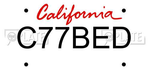 C77BED California License Plate
