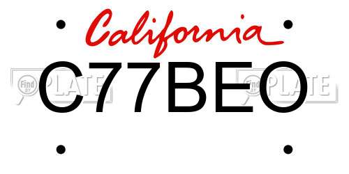 C77BEO California License Plate