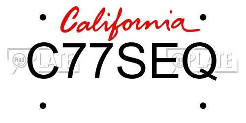 C77SEQ California License Plate