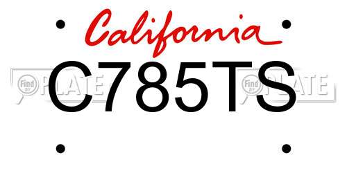 C785TS California License Plate