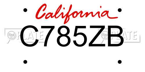 C785ZB California License Plate