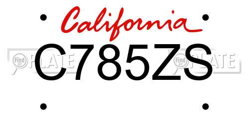 C785ZS California License Plate