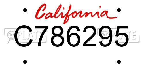 C786295 California License Plate
