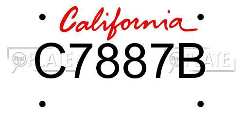 C7887B California License Plate