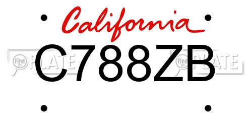 C788ZB California License Plate
