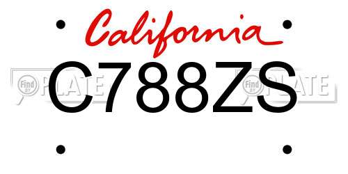 C788ZS California License Plate