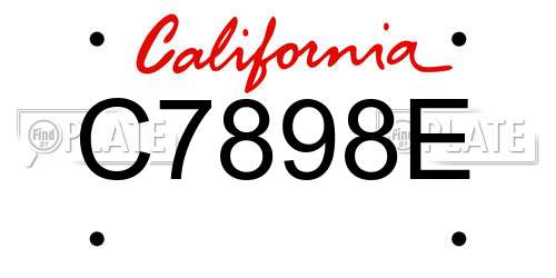 C7898E California License Plate