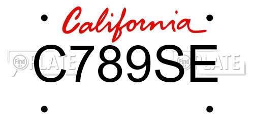 C789SE California License Plate