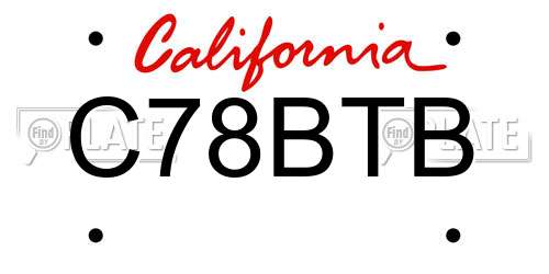 C78BTB California License Plate