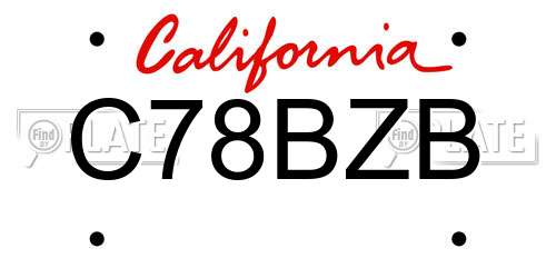 C78BZB California License Plate