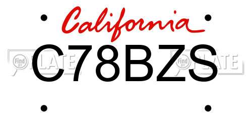 C78BZS California License Plate