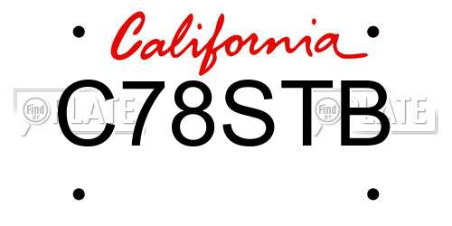 C78STB California License Plate