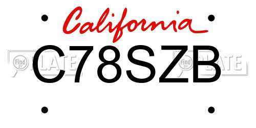 C78SZB California License Plate