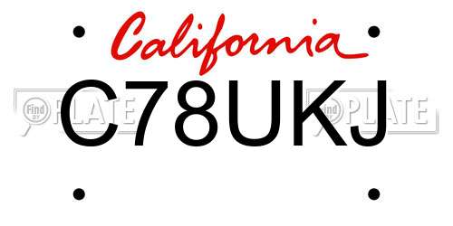 C78UKJ California License Plate
