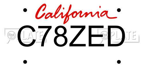 C78ZED California License Plate