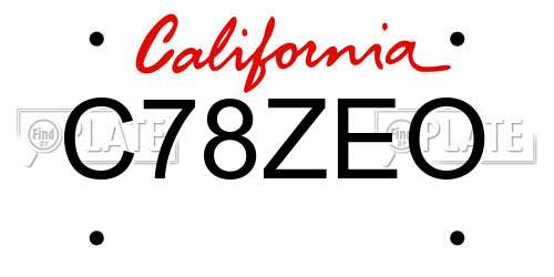 C78ZEO California License Plate