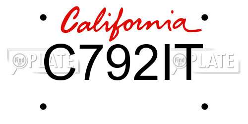 C792IT California License Plate