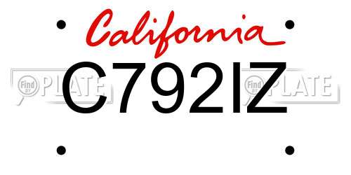 C792IZ California License Plate