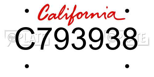 C793938 California License Plate
