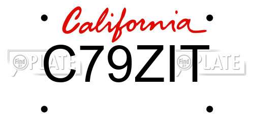C79ZIT California License Plate