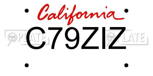 C79ZIZ California License Plate