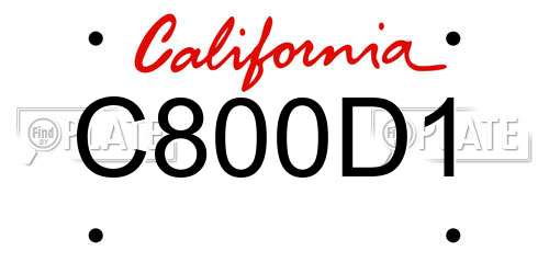 C800D1 California License Plate