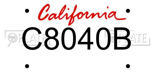 C8040B California License Plate