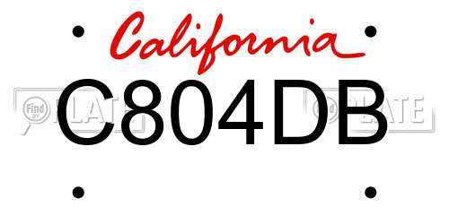 C804DB California License Plate
