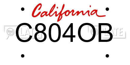C804OB California License Plate