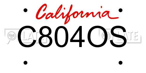 C804OS California License Plate