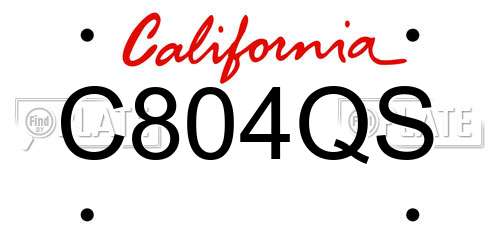 C804QS California License Plate