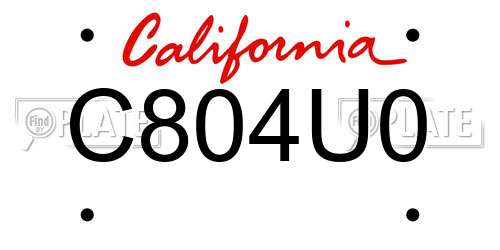 C804U0 California License Plate