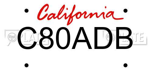 C80ADB California License Plate