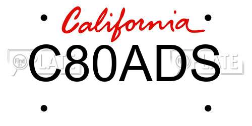 C80ADS California License Plate