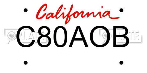 C80AOB California License Plate