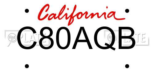 C80AQB California License Plate