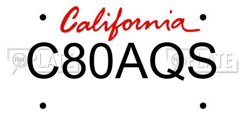 C80AQS California License Plate